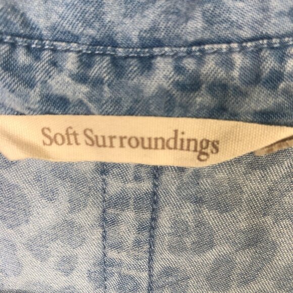 Soft Surroundings Shirt Womens 2X Blue Leopard Tencel Button Front SF3135 - Picture 3 of 16